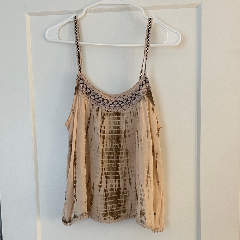 American Eagle Outfitters Tan and Brown Patterned Camisole